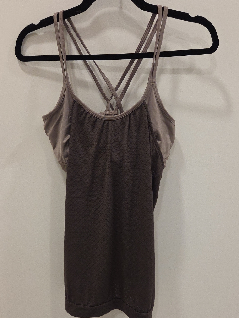 Athleta Taupe Performance Tank with Built-In Shelf Bra